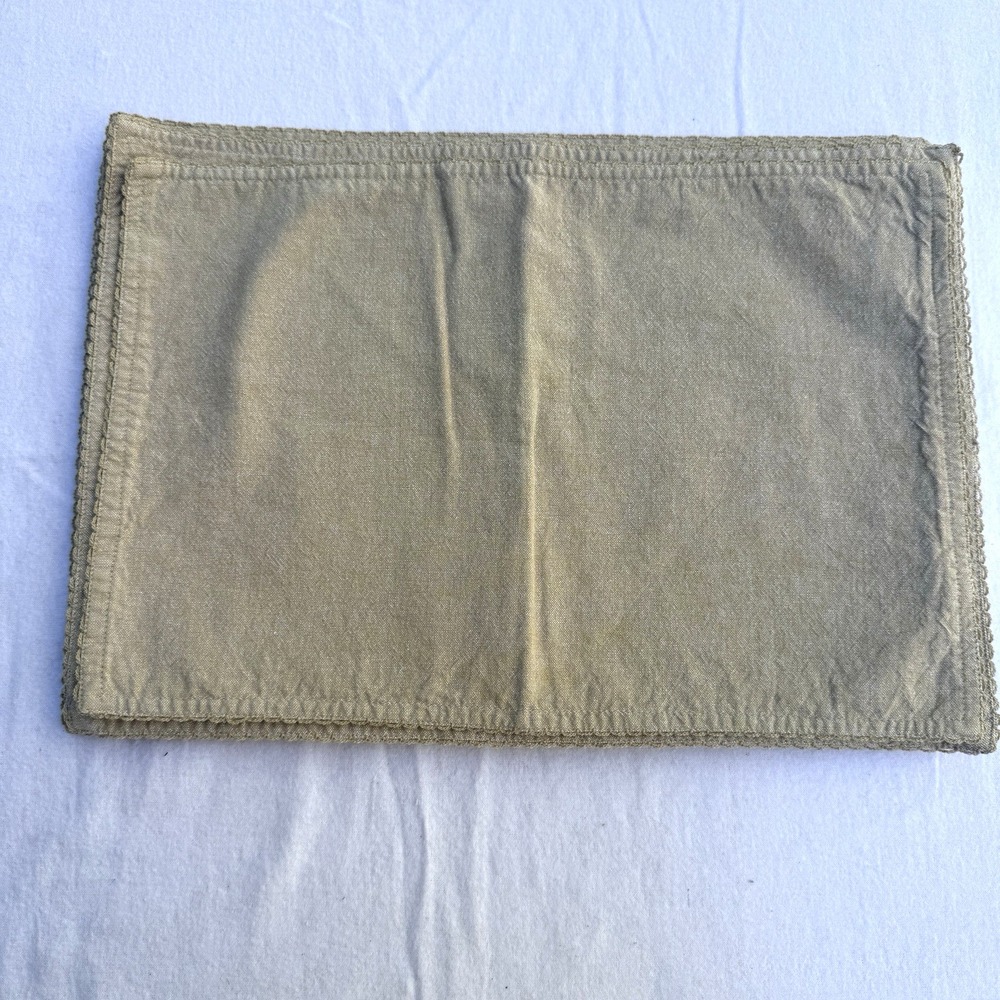 7 Sur La Table‎ Placemats Taupe Neutral Picot Trim Farmhouse Cottage Minimalist